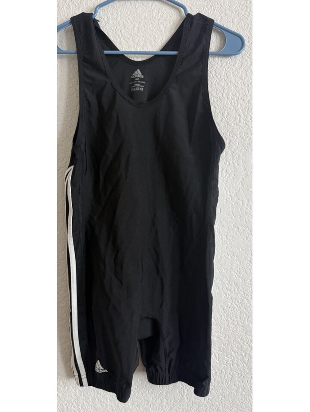 Adidas Three Stripes Black & White Stripes Wrestling Singlet Size ADULT MEDIUM